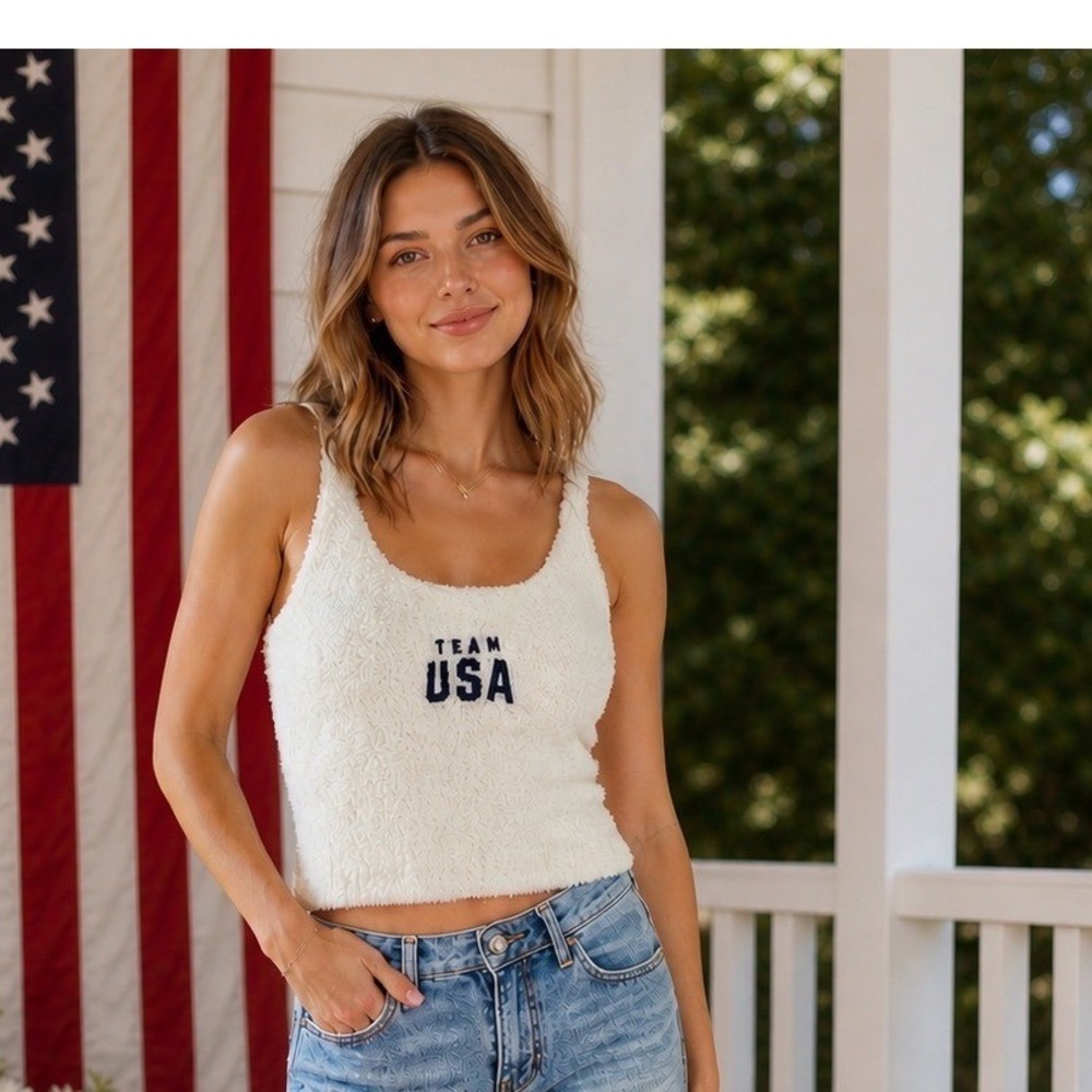 SKIMS‎ Cozy Knit Tank Top Team USA White L/XL